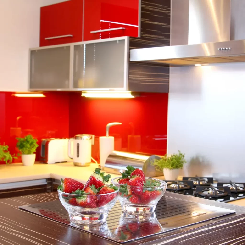 red kitchen cabinet