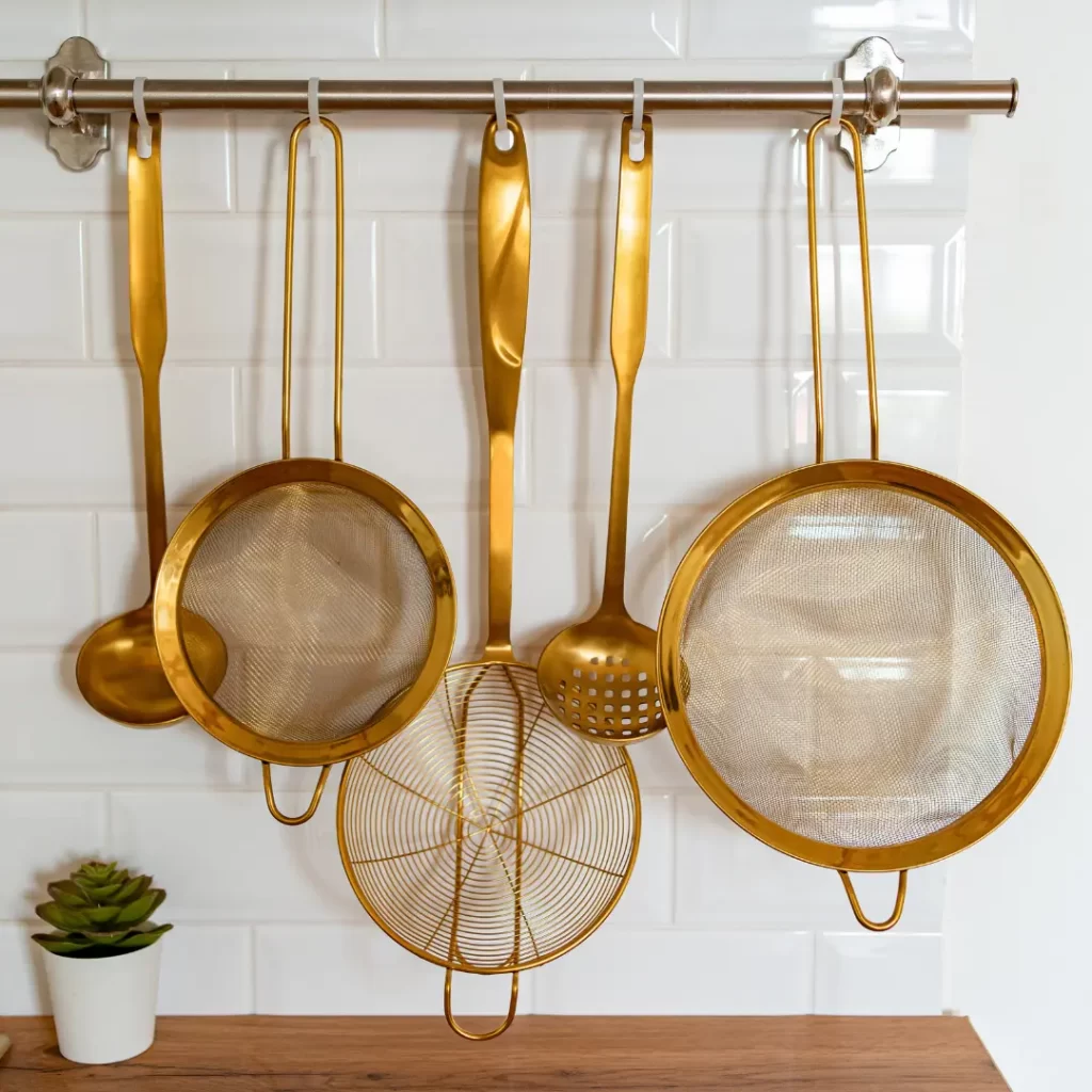 gold kitchen utensils