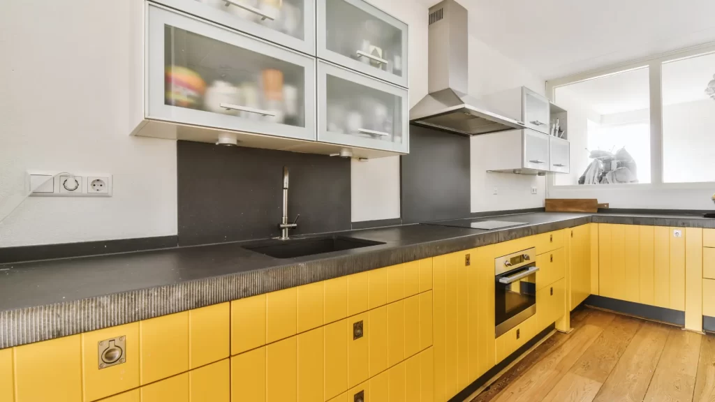 yellow kitchen cabinet